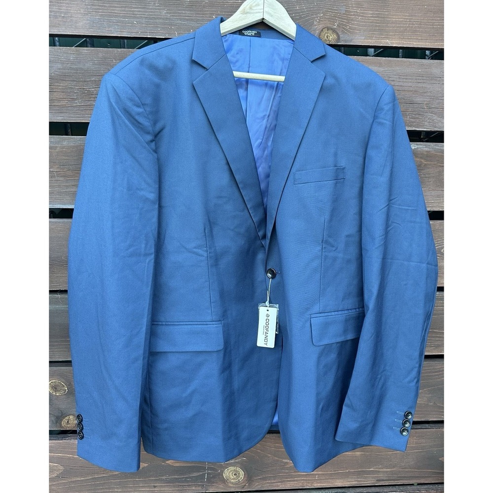 Coofandy Mens Navy Blue Double Vented 1-Button Sports‎ Blazer Jacket *2XL NWOT